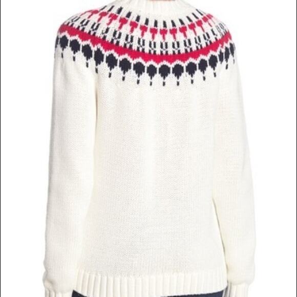 J.Crew Fair Isle White Pullover Sweater Crew Neck - Picture 2 of 6